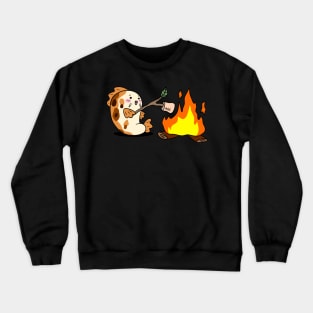 Cartoon Koi Fish Roasting Marshmallows by a Campfire Crewneck Sweatshirt